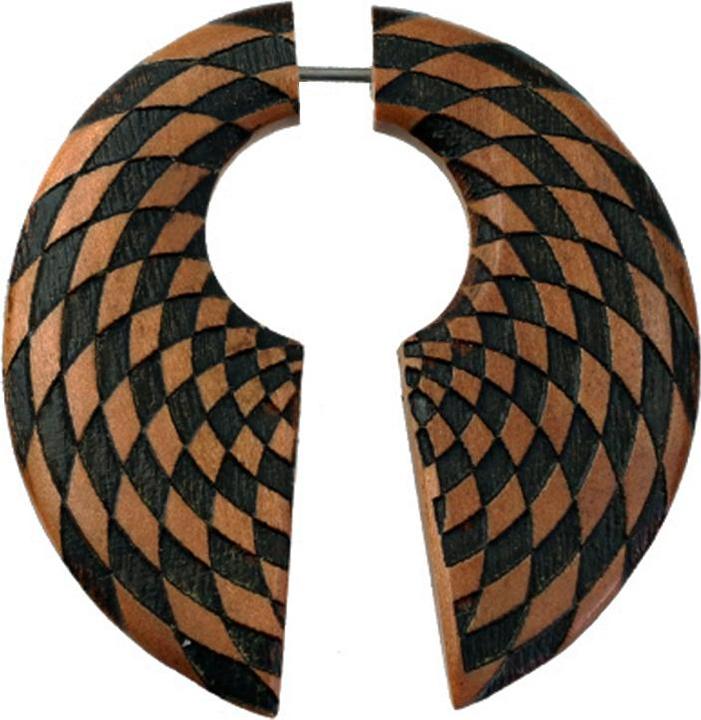 Immagine prodotto Star Piercing Fake Ohrgewicht Schlüsselloch kariert aus Sawoholz (senza ottone, Organico)
