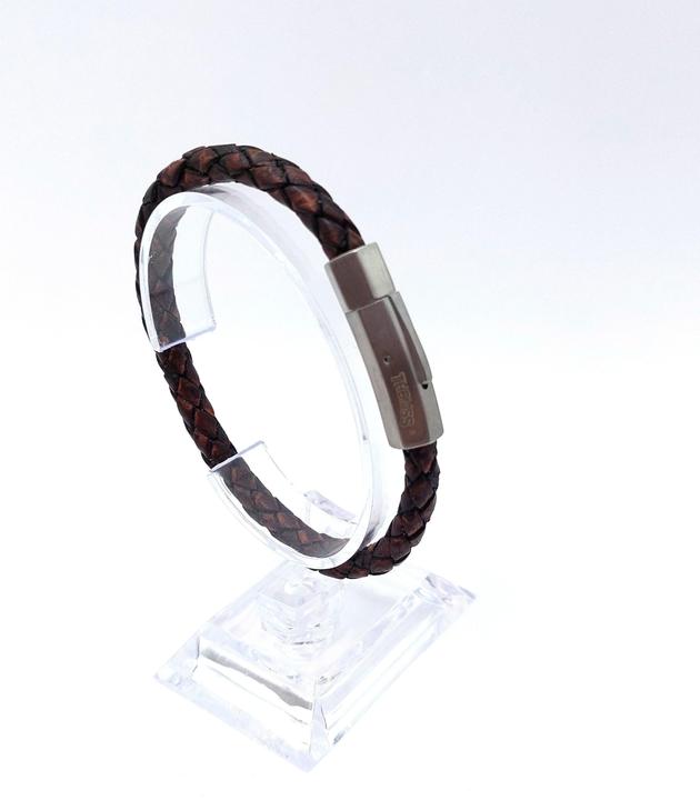 Immagine prodotto Thomss Bracciale in pelle No.23 unisex in pelle marrone e chiusura in acciaio inossidabile circonferenza (19.70 cm, Acciaio inossidabile, 100% pelle)