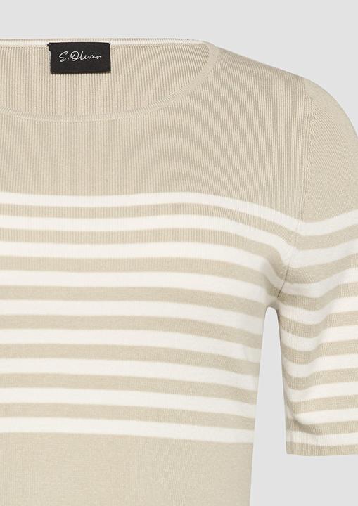 Actual product image S.Oliver Strickpullover Gestreifter Slim-Fit-Pullover mit kurzen Ärmeln (40)