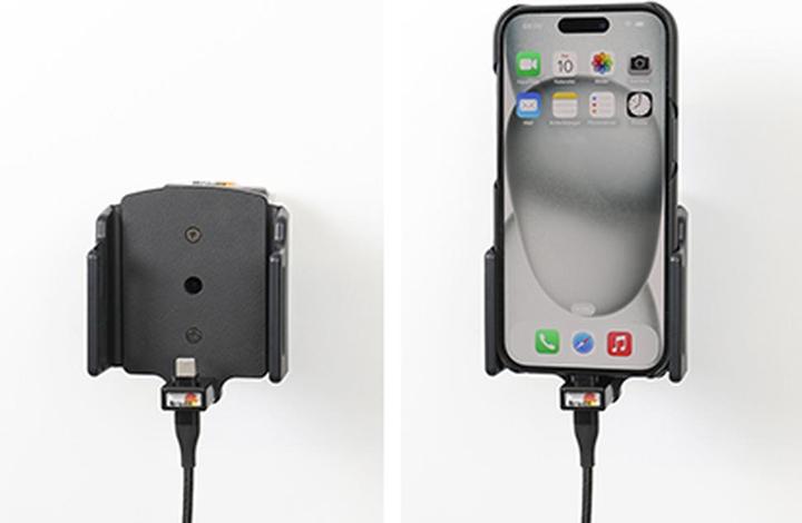 Image du produit Brodit support réglable (latéral) USB actif, 12V, pour APPLE iPhone 15, y compris chargeur USB, pour