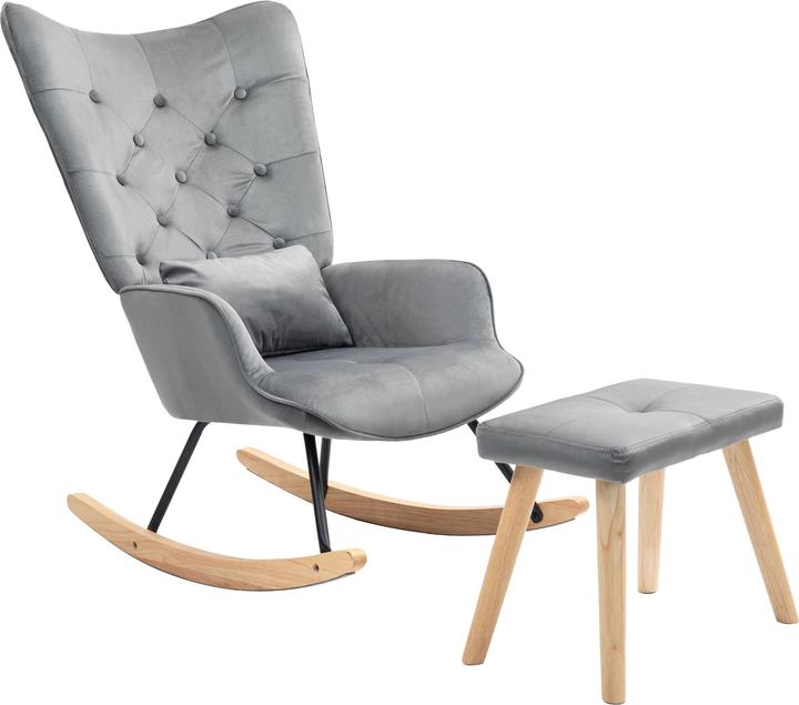 Produktbild Homcom Schaukelsessel mit Hocker Samt Dunkelgrau