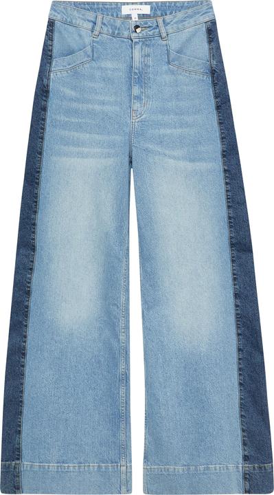 Comma Jeans-Hose Mittelblau gewaschene Wide-Leg Denim mit kontrastierendem Seiteneinsatz (42)