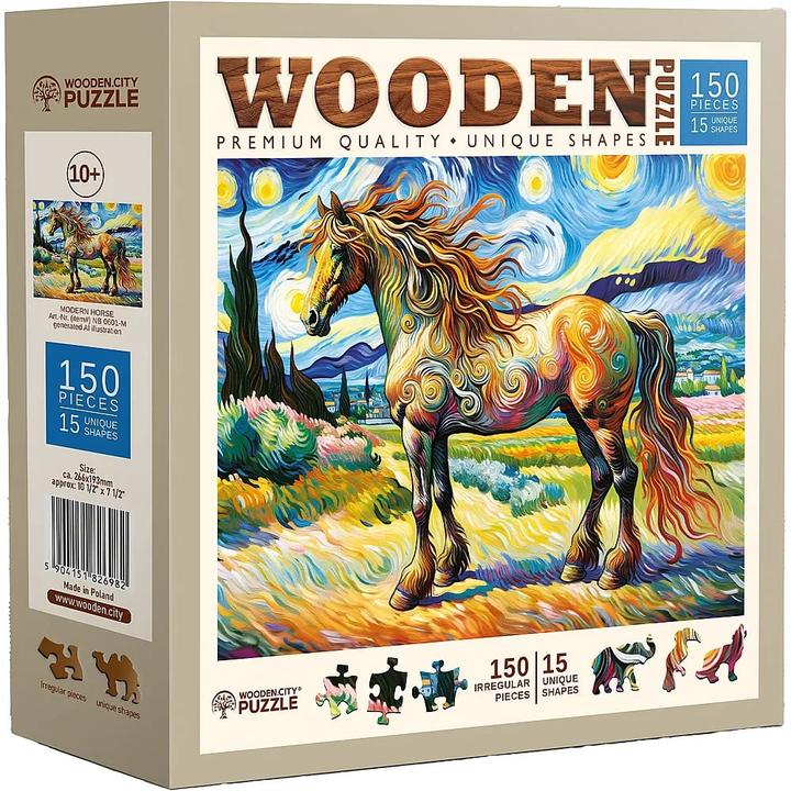 WoodenCity Puzzelhout M Modern Paard (150 onderdelen)