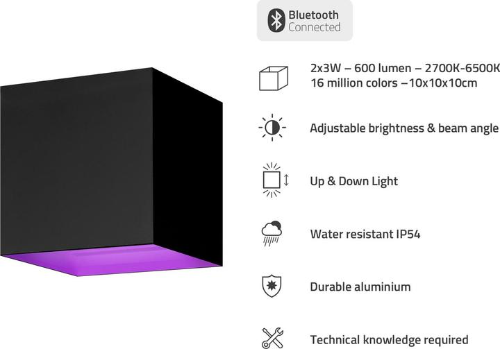 Produktbild Hombli Smart Outdoor Wall Light V2, Black (600 lm, IP54)