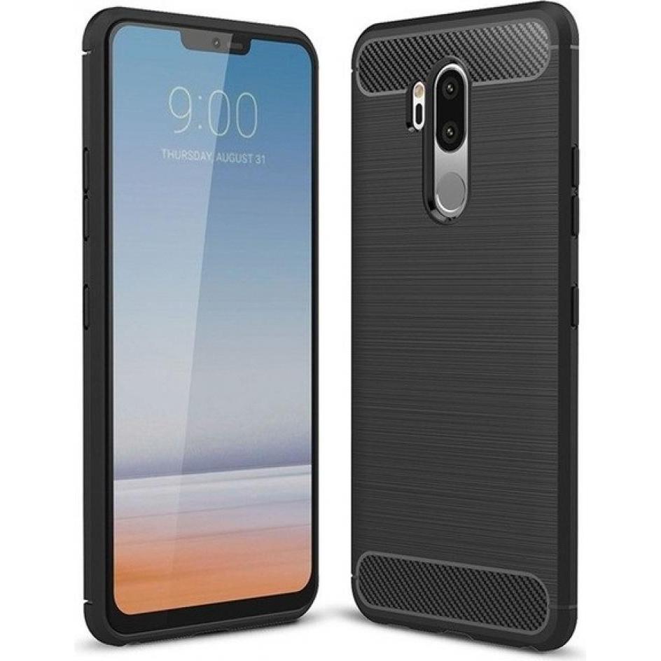Screenguard LG G7 ThinQ Hülle Carbon Brushed Soft TPU (LG G7 ThinQ), Smartphone Hülle, Schwarz