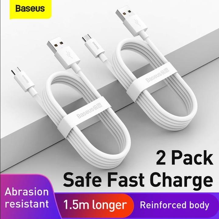 Produktbild Baseus Simple Wisdom Data Cable Kit USB to Micro 2.1A (2PCS/Set) 1.5m White (1.50 m)