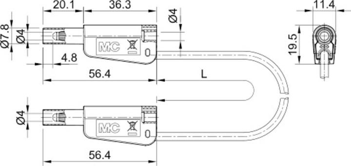 Actual product image Stäubli SLK-4A-F25 Measuring cable ( - ) 25 cm White 1 pc.