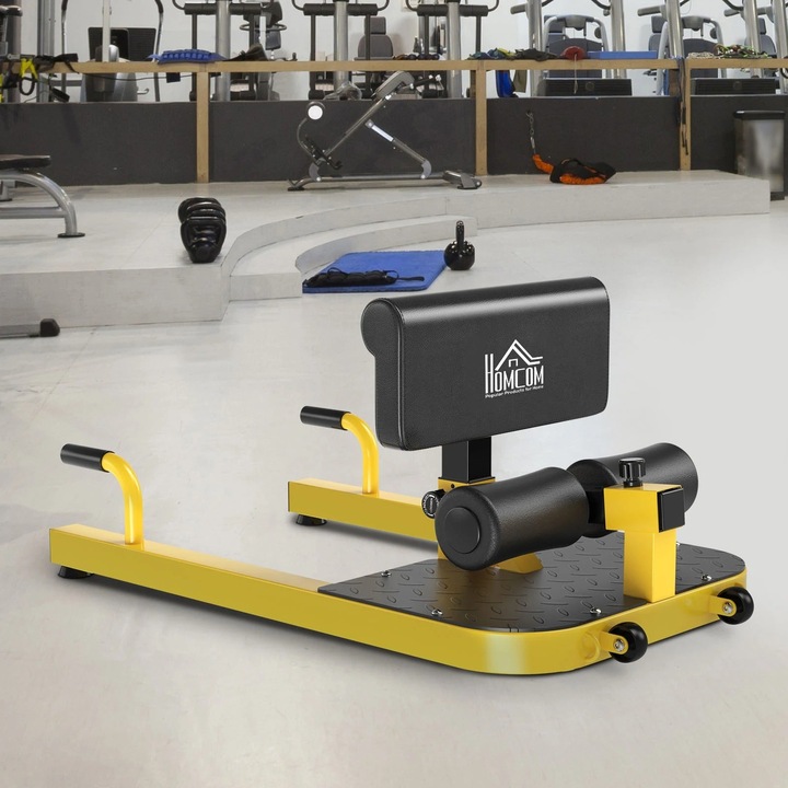 Immagine prodotto Homcom Sissy Squat 3 in 1 trainer gambe-addome-natiche regolabile fino a 120 kg acciaio giallo+nero