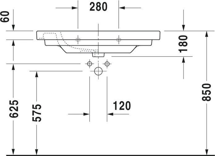 Produktbild Duravit Möbelwaschtisch D-CODE MED o ÜL m HLB 850x480mm 1 Hahnloch weiss (480 mm, 850 mm)