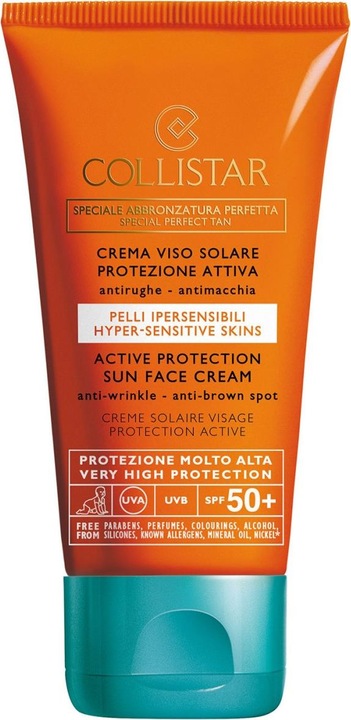 Actual product image Collistar CS Sun - Active Protection Sun Face Cream Anti-Wrinkle SPF 50+ (Sun cream face, SPF 50, 50 ml)