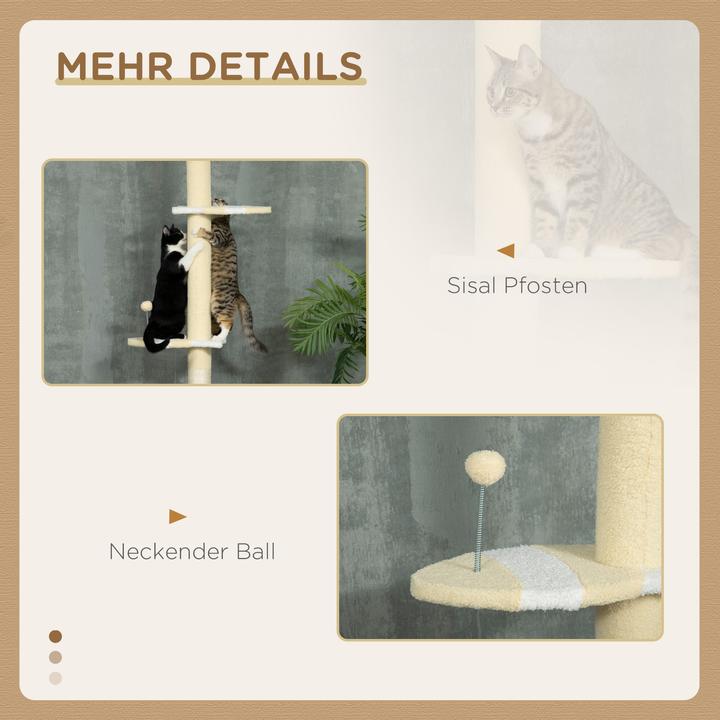 Produktbild PawHut Katzenbaum Spanplatte, Polyester Gelb (Gelb+Weiss+Blau)