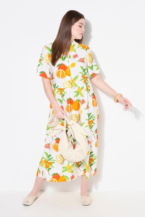 Produktbild Ulla Popken Maxikleid, Volantsaum, A-Linie, Kelchkragen, Halbarm (46, 48)