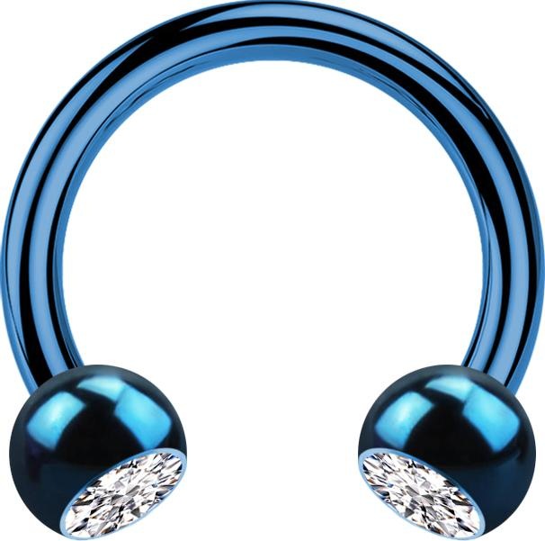 Produktbild Star Piercing Micro Circular Barbell dunkelblau mit zwei Kugeln Kristall silber (Chirurgenstahl 316L)