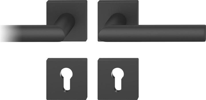 Actual product image FSB Lever handle set 12 1076 ASL on rosette angular PZ, black matt (Door set)