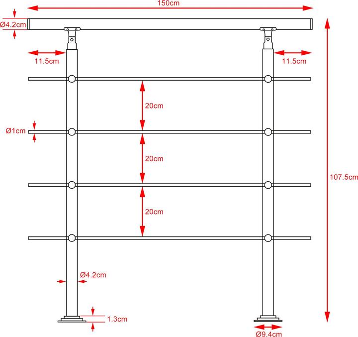 Actual product image Monzana Stair railing (Easy-care stainless steel)