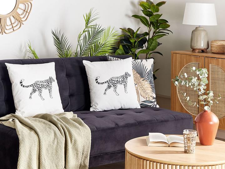 Produktbild Beliani Dekokissen Samt Weiss Tiermotiv 45 x 45 cm 2er Set MARULA (45 x 45 cm)
