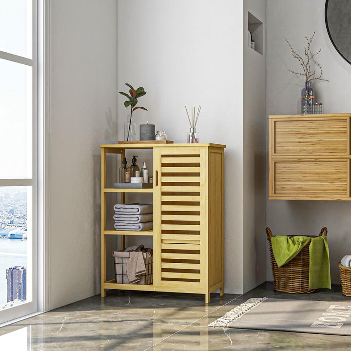 Actual product image Kleankin Bathroom cabinet with open shelf and anti-tilt protection (66 x 33 x 87 cm)