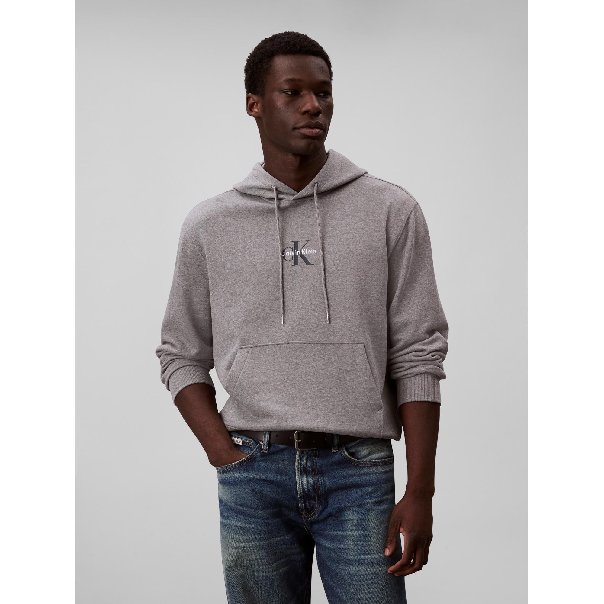 Calvin Klein Jeans, Uomini, Felpa + Maglione, Ls Eu 350terry Micro Monologo Ho, Grigio, (L)