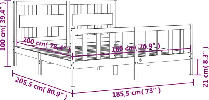 Produktbild vidaXL Bettrahmen (200 x 200 cm)