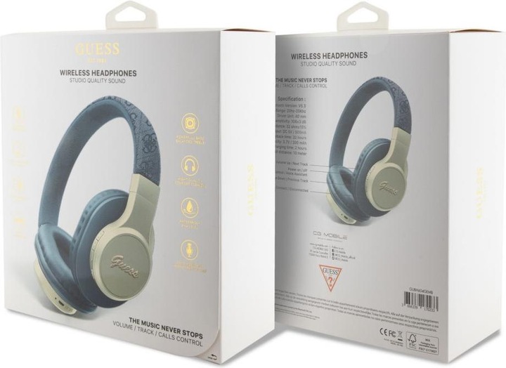 Actual product image Guess Wireless Leather Headphone with Metal Logo (No noise cancelling, 32 h, Wireless)