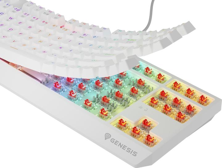 Produktbild Genesis herní klávesnice THOR 230/TKL/RGB/Outemu Red/Bezdrátová USB + Bluetooth/US layout/Bílá (US, Kabelgebunden, Kabellos)