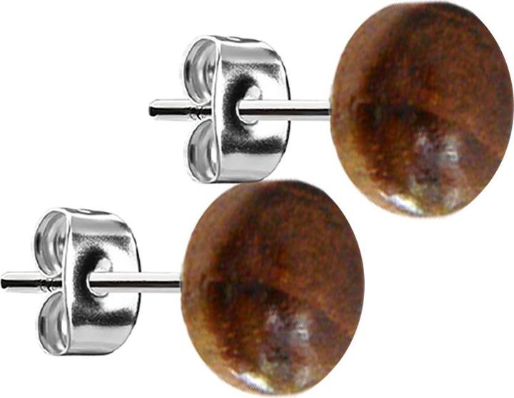 Immagine prodotto Star Piercing Orecchini a perno in argento con placca in teak (senza ottone, Organico, Acciaio chirurgico 316L)