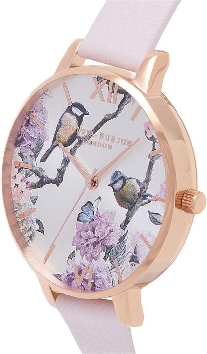 Actual product image Olivia Burton Pretty Blossom Ladies Analog Quartz Watch with Leather Strap pink strappy (Analogue wristwatch, 30 mm)
