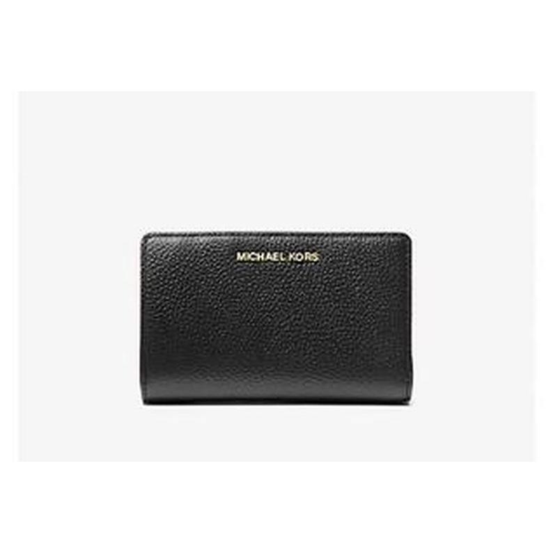 Michael Kors, Damen, Portemonnaie, Portafoglio Bifold in Pelle Sbalzata, Schwarz