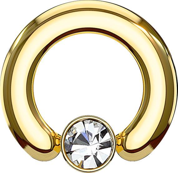 Produktbild Star Piercing Closure Ring vergoldet Scheibe Kristall silber (Chirurgenstahl 316L, ohne Messing)