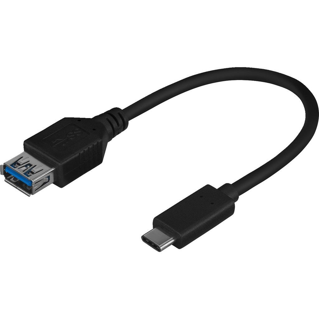 Goobay USB-C to USB-A Adapter (USB Typ-C, 20 cm), Data + Video Adapter, Schwarz