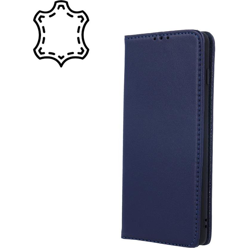 OEM Echtes Leder Smart Pro Etui für Samsung Galaxy S21 FE navy blau (Samsung Galaxy S21 FE), Smartphone Hülle, Blau