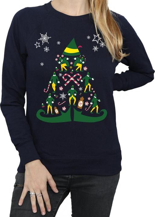Actual product image Elf Womens/Ladies Christmas Tree Sweatshirt (M)