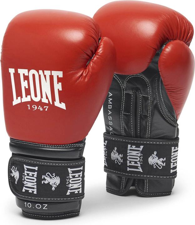Leone Boxing Gloves Ambassador Red GN207 (10 OZ, M)