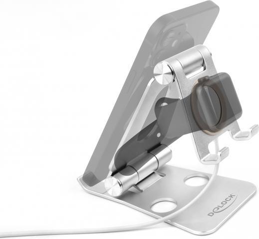 Produktbild Delock Smartphone und Smartwatch Standhalterung verstellbar schwarz