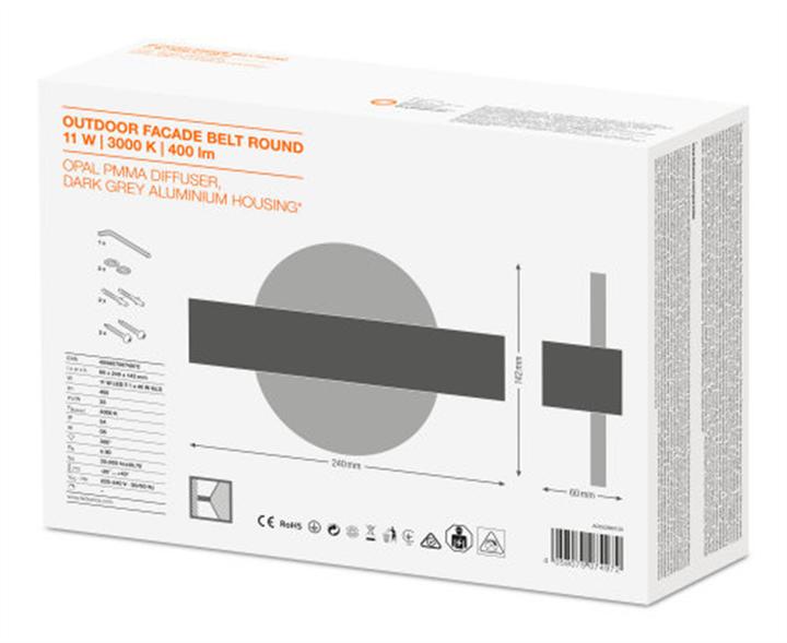 Productafbeelding Ledvance LED Gevelband 11W/3000K RD GY grijs rond gevelarmatuur met lichtuitstraling boven en onder 11W... (400 lm, IP54)