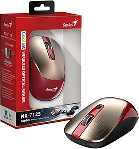 Productafbeelding Genius NX-7125 goud-rood / Optische draadloze muis / 1200 dpi / Copilot / 4 knoppen (Draadloze)