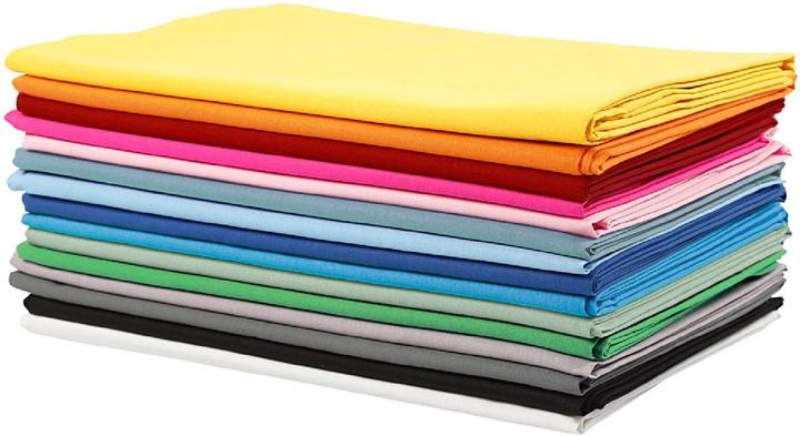 Creativ Company Stoff Uni 140 g, Sortierte Farben, 15 Sorten