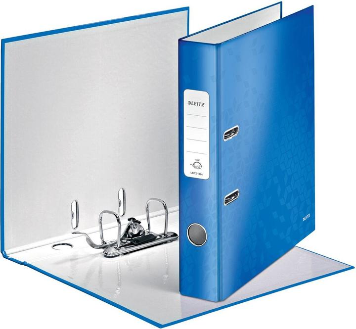 Produktbild Leitz Ordner WOW, 180 Grad, DIN A4, 50 mm, blau Einband aus Graupappe, innen und aussen mit laminiert (A4, 50 mm, 1 Stück)