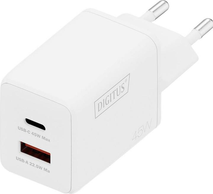 Digitus USB GaN Charger 45W, 1x USB-C, 1x USB-A (45 W, 2 ports)