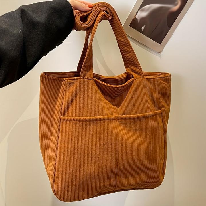 Image du produit Only-Bags.Store Cord-Tasche mit festen Schulterriemen, lässig einfarbig, Reissverschluss, Polyester gefüttert