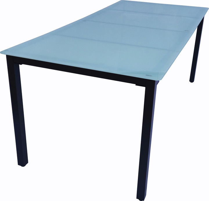 Actual product image VCM Aluminum Table Glass Dining Table Garden Table Balcony Table Garden Furniture Frosted Glass (190 cm)