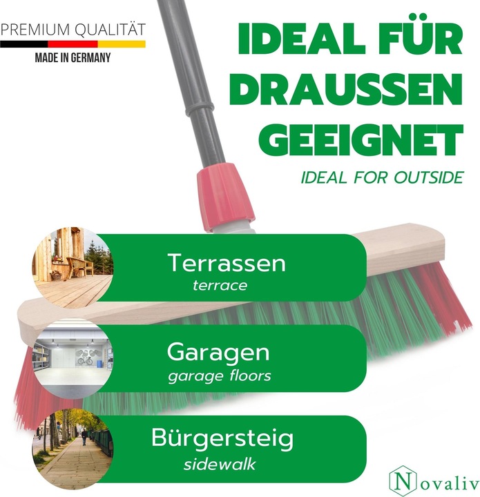 Actual product image Novaliv Sweeping Broom Broom with telescopic handle Street broom with handle Garden broom Industrial broom (1 pcs.)