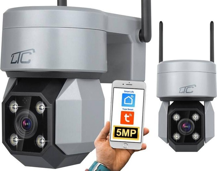 Productafbeelding Lasmex Internet draaibare buitencamera IP stopcontact E27 IP65 PTZ 5Mpix 230V SMART LTC VISION