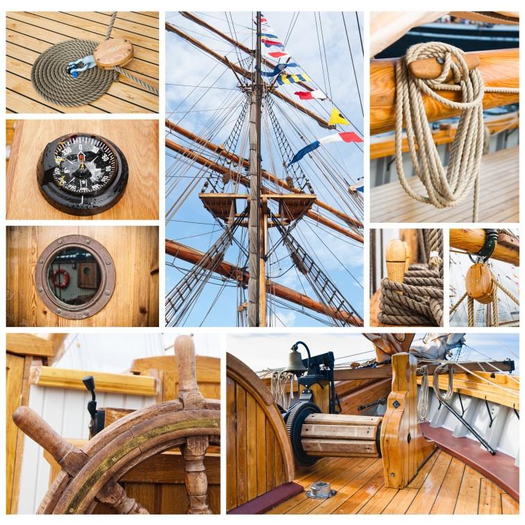 Thumbnail - Grafika Square Puzzle Collage: antikes Segelschiff 1000 Teile (1000 Teile)