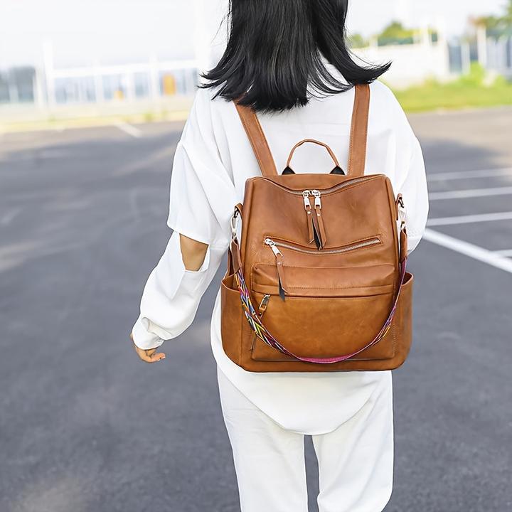 Immagine prodotto Only-Bags.Store Borsa zaino retrò, borsa a tracolla a due vie con tracolla Boho, zaino scuola in pelle vegana