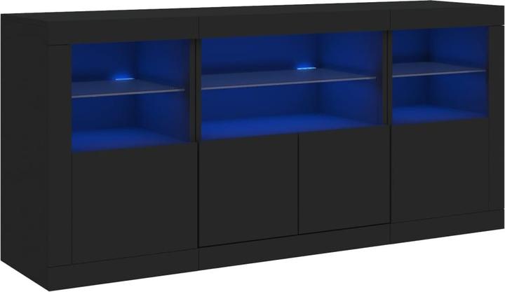 Image du produit vidaXL Buffet avec éclairage LED noir 142,5x37x67 cm,Couleur