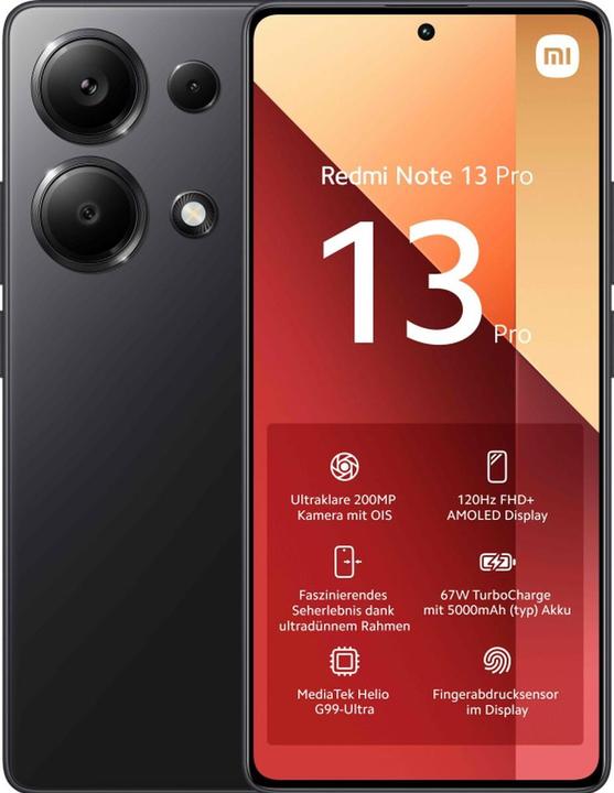 Produktbild Xiaomi Redmi Note 13 Pro (256 GB, Midnight Black, 6.67", Dual SIM, 4G)