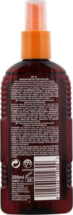 Actual product image Malibu Bronzing Tanning (Suntan oil, SPF 15, 200 ml)