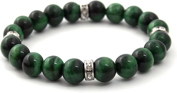 Actual product image Beneto Beaded bracelet made of green tiger eye MINK117 - Length: 17 cm (17 cm)