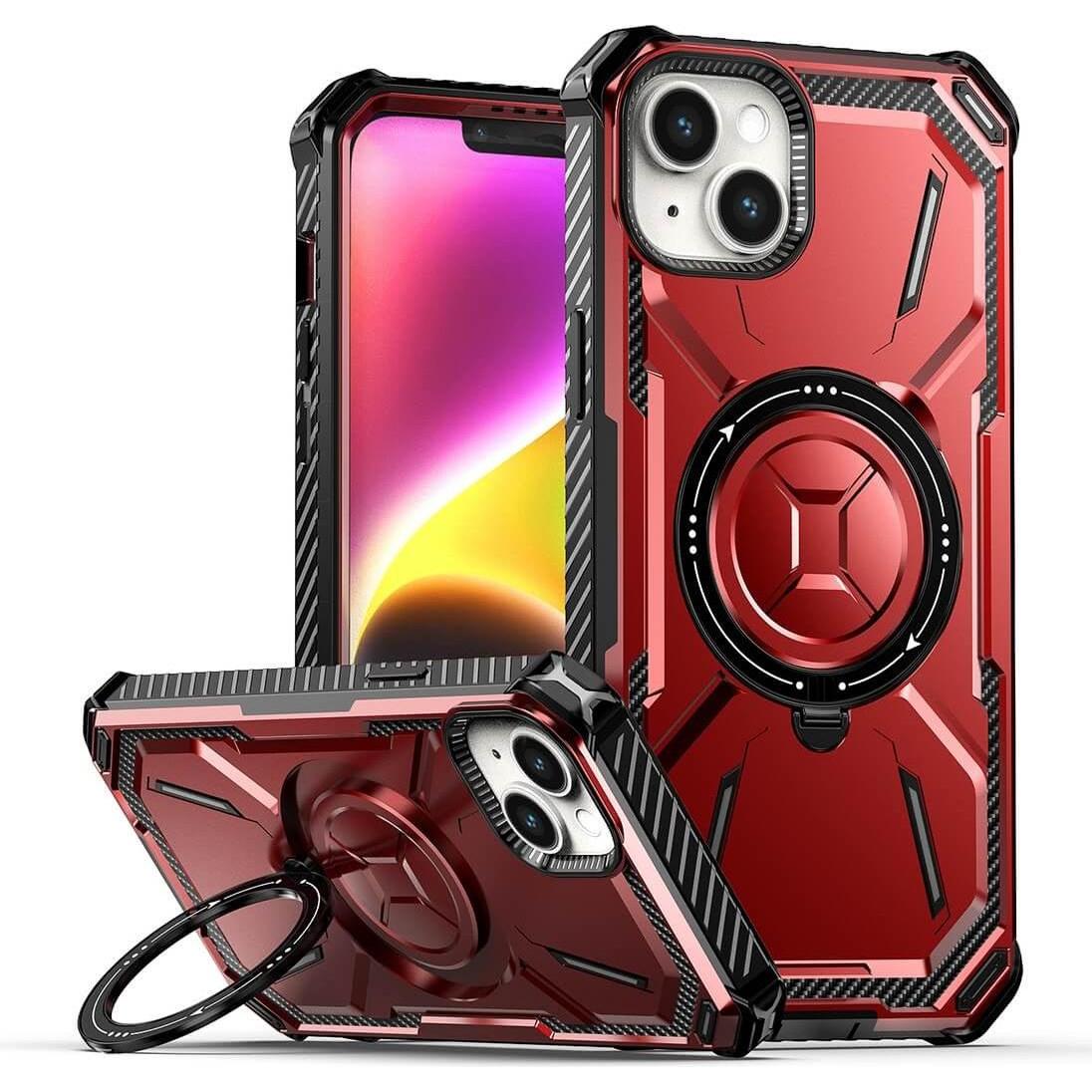 Cover-Discount iPhone 15 Plus - Armor Case mit Kickstand rot (Apple iPhone 15 Plus), Smartphone Hülle, Rot